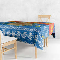 Mongolia Christmas Tablecloth with Santa Sheep Christmas Trees and Snowflake - Wonder Print Shop