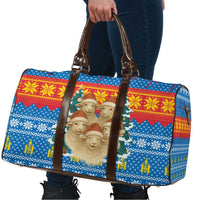 Mongolia Christmas Travel Bag with Santa Sheep Christmas Trees and Snowflake - Wonder Print Shop