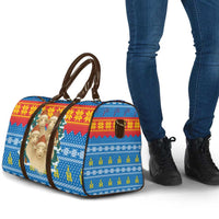 Mongolia Christmas Travel Bag with Santa Sheep Christmas Trees and Snowflake - Wonder Print Shop