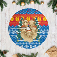Mongolia Christmas Tree Skirt with Santa Sheep Christmas Trees and Snowflake - Wonder Print Shop