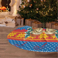 Mongolia Christmas Tree Skirt with Santa Sheep Christmas Trees and Snowflake - Wonder Print Shop