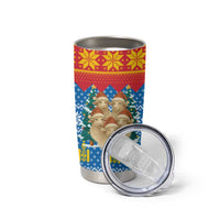 Mongolia Christmas Tumbler Cup with Santa Sheep Christmas Trees and Snowflake - Wonder Print Shop