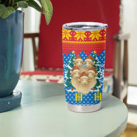 Mongolia Christmas Tumbler Cup with Santa Sheep Christmas Trees and Snowflake - Wonder Print Shop