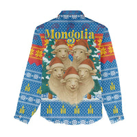 Mongolia Christmas Women Casual Shirt with Santa Sheep Christmas Trees and Snowflake - Wonder Print Shop