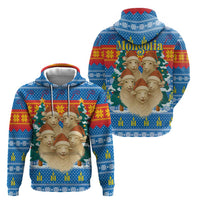 Mongolia Christmas Zip Hoodie with Santa Sheep Christmas Trees and Snowflake - Wonder Print Shop