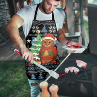 Micronesia Christmas Apron with Santa Owl Christmas Tree Gifts and Snowflake - Wonder Print Shop