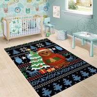 Micronesia Christmas Area Rug with Santa Owl Christmas Tree Gifts and Snowflake - Wonder Print Shop