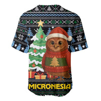 Micronesia Christmas Baseball Jersey with Santa Owl Christmas Tree Gifts and Snowflake - Wonder Print Shop