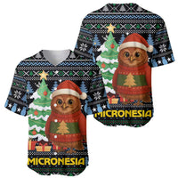 Micronesia Christmas Baseball Jersey with Santa Owl Christmas Tree Gifts and Snowflake - Wonder Print Shop