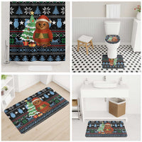 Micronesia Christmas Bathroom Set with Santa Owl Christmas Tree Gifts and Snowflake - Wonder Print Shop