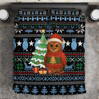 Micronesia Christmas Bedding Set with Santa Owl Christmas Tree Gifts and Snowflake - Wonder Print Shop