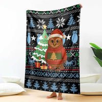 Micronesia Christmas Blanket with Santa Owl Christmas Tree Gifts and Snowflake - Wonder Print Shop