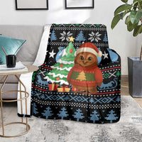 Micronesia Christmas Blanket with Santa Owl Christmas Tree Gifts and Snowflake - Wonder Print Shop
