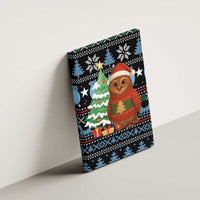 Micronesia Christmas Canvas Wall Art with Santa Owl Christmas Tree Gifts and Snowflake - Wonder Print Shop