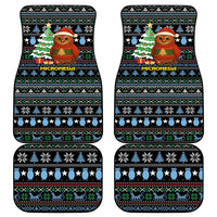 Micronesia Christmas Car Mats with Santa Owl Christmas Tree Gifts and Snowflake - Wonder Print Shop