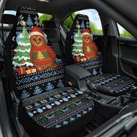 Micronesia Christmas Car Seat Cover with Santa Owl Christmas Tree Gifts and Snowflake - Wonder Print Shop