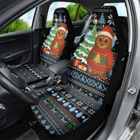 Micronesia Christmas Car Seat Cover with Santa Owl Christmas Tree Gifts and Snowflake - Wonder Print Shop