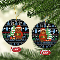 Micronesia Christmas Ceramic Ornament with Santa Owl Christmas Tree Gifts and Snowflake - Wonder Print Shop