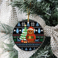 Micronesia Christmas Ceramic Ornament with Santa Owl Christmas Tree Gifts and Snowflake - Wonder Print Shop