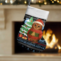 Micronesia Christmas Stocking with Santa Owl Christmas Tree Gifts and Snowflake - Wonder Print Shop
