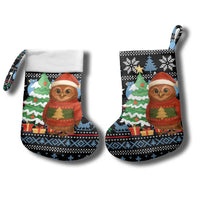 Micronesia Christmas Stocking with Santa Owl Christmas Tree Gifts and Snowflake - Wonder Print Shop