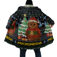 Micronesia Christmas Cloak with Santa Owl Christmas Tree Gifts and Snowflake - Wonder Print Shop