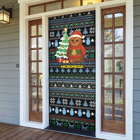 Micronesia Christmas Door Cover with Santa Owl Christmas Tree Gifts and Snowflake - Wonder Print Shop