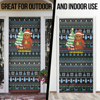 Micronesia Christmas Door Cover with Santa Owl Christmas Tree Gifts and Snowflake - Wonder Print Shop