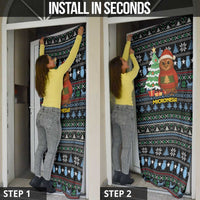 Micronesia Christmas Door Cover with Santa Owl Christmas Tree Gifts and Snowflake - Wonder Print Shop