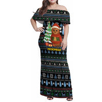 Micronesia Christmas Family Matching Off Shoulder Maxi Dress and Hawaiian Shirt with Santa Owl Christmas Tree Gifts and Snowflake - Wonder Print Shop