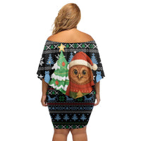 Micronesia Christmas Family Matching Off Shoulder Short Dress and Hawaiian Shirt with Santa Owl Christmas Tree Gifts and Snowflake - Wonder Print Shop