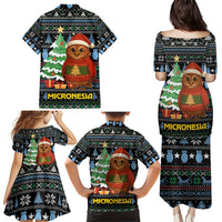 Micronesia Christmas Family Matching Puletasi and Hawaiian Shirt with Santa Owl Christmas Tree Gifts and Snowflake - Wonder Print Shop