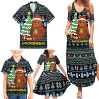 Micronesia Christmas Family Matching Summer Maxi Dress and Hawaiian Shirt with Santa Owl Christmas Tree Gifts and Snowflake - Wonder Print Shop
