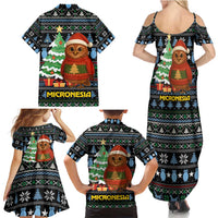 Micronesia Christmas Family Matching Summer Maxi Dress and Hawaiian Shirt with Santa Owl Christmas Tree Gifts and Snowflake - Wonder Print Shop