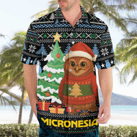 Micronesia Christmas Hawaiian Shirt with Santa Owl Christmas Tree Gifts and Snowflake - Wonder Print Shop