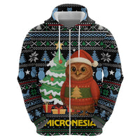Micronesia Christmas Hoodie with Santa Owl Christmas Tree Gifts and Snowflake - Wonder Print Shop