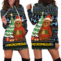 Micronesia Christmas Hoodie Dress with Santa Owl Christmas Tree Gifts and Snowflake - Wonder Print Shop