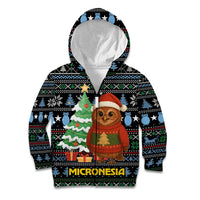 Micronesia Christmas Kid Hoodie with Santa Owl Christmas Tree Gifts and Snowflake - Wonder Print Shop