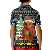 Micronesia Christmas Kid Polo Shirt with Santa Owl Christmas Tree Gifts and Snowflake - Wonder Print Shop