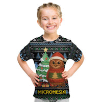 Micronesia Christmas Kid T Shirt with Santa Owl Christmas Tree Gifts and Snowflake - Wonder Print Shop