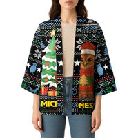 Micronesia Christmas Kimono with Santa Owl Christmas Tree Gifts and Snowflake - Wonder Print Shop