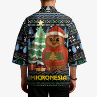 Micronesia Christmas Kimono with Santa Owl Christmas Tree Gifts and Snowflake - Wonder Print Shop