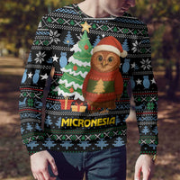 Micronesia Christmas Ugly Christmas Sweater with Santa Owl Christmas Tree Gifts and Snowflake - Wonder Print Shop