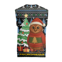Micronesia Christmas Knitted V-Neck Vest with Santa Owl Christmas Tree Gifts and Snowflake - Wonder Print Shop