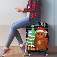 Micronesia Christmas Luggage Cover with Santa Owl Christmas Tree Gifts and Snowflake - Wonder Print Shop