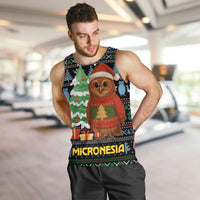 Micronesia Christmas Men Tank Top with Santa Owl Christmas Tree Gifts and Snowflake - Wonder Print Shop