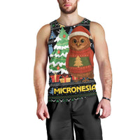 Micronesia Christmas Men Tank Top with Santa Owl Christmas Tree Gifts and Snowflake - Wonder Print Shop
