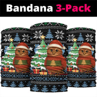 Micronesia Christmas Neck Gaiter with Santa Owl Christmas Tree Gifts and Snowflake - Wonder Print Shop