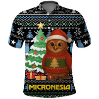 Micronesia Christmas Polo Shirt with Santa Owl Christmas Tree Gifts and Snowflake - undefined
