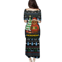Micronesia Christmas Puletasi with Santa Owl Christmas Tree Gifts and Snowflake - Wonder Print Shop